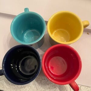 Fiestaware Mug Set 4 Turquoise, Red, Yellow, Cobalt HLC USA Fiestaware Cups